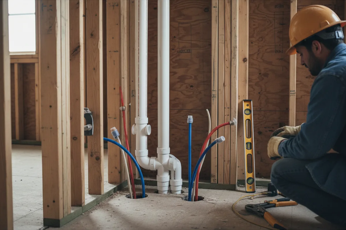 Drain and supply rough-in during Drain Cleaning in Chalmette